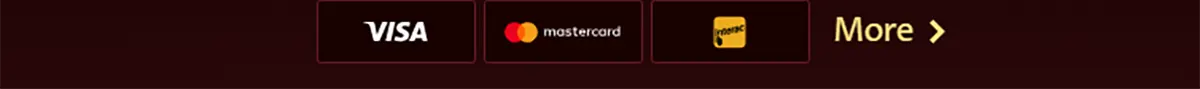 Casino payment options icons including Visa, Mastercard, and Paysafe card