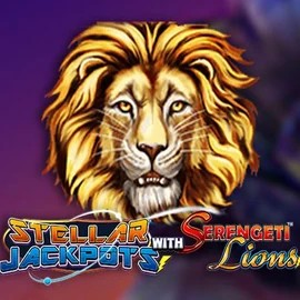 Stellar Jackpots with Serengeti Lions slot logo by Lightning Box Game at Casoola Casino